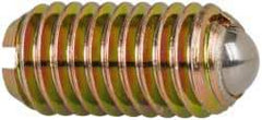 Vlier - M8x1.25, 5mm Ball Diam, 16mm Body Length, 1.5mm Max Ball Reach, Threaded Ball Plunger - Steel Body, Steel Ball, 9 Lb Initial End Force, 13.49 Lb Final End Force - Exact Tool & Supply