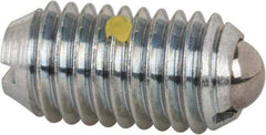 Vlier - M10x1.5, 6mm Ball Diam, 19mm Body Length, 2mm Max Ball Reach, Threaded Ball Plunger - Steel Body, Steel Ball, 1.8 Lb Initial End Force, 3.37 Lb Final End Force, Locking Element - Exact Tool & Supply