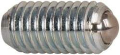 Vlier - M8x1.25, 5mm Ball Diam, 16mm Body Length, 1.5mm Max Ball Reach, Threaded Ball Plunger - Steel Body, Steel Ball, 1.12 Lb Initial End Force, 2.25 Lb Final End Force - Exact Tool & Supply