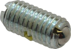Vlier - M8x1.25, 5mm Ball Diam, 16mm Body Length, 1.5mm Max Ball Reach, Threaded Ball Plunger - Steel Body, Steel Ball, 1.12 Lb Initial End Force, 2.25 Lb Final End Force, Locking Element - Exact Tool & Supply