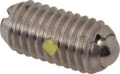 Vlier - M8x1.25, 5mm Ball Diam, 16mm Body Length, 1.5mm Max Ball Reach, Threaded Ball Plunger - Stainless Steel Body, Stainless Steel Ball, 3.37 Lb Initial End Force, 6.75 Lb Final End Force, Locking Element - Exact Tool & Supply