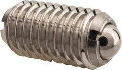 Vlier - M10x1.5, 6mm Ball Diam, 19mm Body Length, 2mm Max Ball Reach, Threaded Ball Plunger - Stainless Steel Body, Stainless Steel Ball, 13.49 Lb Initial End Force, 20.23 Lb Final End Force, Locking Element - Exact Tool & Supply