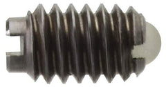 Vlier - 8-36, 0.094" Ball Diam, 0.344" Body Length, 0.025" Max Ball Reach, Threaded Ball Plunger - Stainless Steel Body, Nylon Ball, 0.5 Lb Initial End Force, 1.25 Lb Final End Force - Exact Tool & Supply