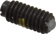 Vlier - 6-40, 0.078" Ball Diam, 0.312" Body Length, 0.023" Max Ball Reach, Threaded Ball Plunger - Steel Body, Nylon Ball, 0.5 Lb Initial End Force, 1 Lb Final End Force, Locking Element - Exact Tool & Supply