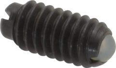 Vlier - 8-32, 0.094" Ball Diam, 0.344" Body Length, 0.025" Max Ball Reach, Threaded Ball Plunger - Steel Body, Nylon Ball, 0.5 Lb Initial End Force, 1.25 Lb Final End Force - Exact Tool & Supply