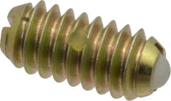 Vlier - 1/4-20, 0.125" Ball Diam, 0.531" Body Length, 0.035" Max Ball Reach, Threaded Ball Plunger - Steel Body, Nylon Ball, 4 Lb Initial End Force, 12 Lb Final End Force, Locking Element - Exact Tool & Supply