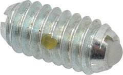 Vlier - 1/4-20, 0.125" Ball Diam, 0.531" Body Length, 0.035" Max Ball Reach, Threaded Ball Plunger - Steel Body, Nylon Ball, 2 Lb Initial End Force, 4 Lb Final End Force, Locking Element - Exact Tool & Supply