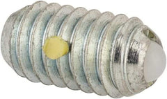 Vlier - 5/16-18, 0.156" Ball Diam, 0.578" Body Length, 0.04" Max Ball Reach, Threaded Ball Plunger - Steel Body, Nylon Ball, 2 Lb Initial End Force, 4.25 Lb Final End Force, Locking Element - Exact Tool & Supply