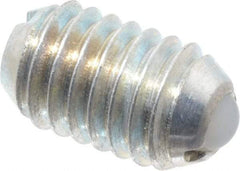 Vlier - 3/8-16, 0.188" Ball Diam, 0.625" Body Length, 0.048" Max Ball Reach, Threaded Ball Plunger - Steel Body, Nylon Ball, 2.5 Lb Initial End Force, 5 Lb Final End Force - Exact Tool & Supply