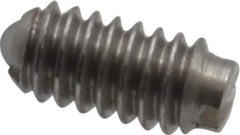 Vlier - 5-40, 0.062" Ball Diam, 0.25" Body Length, 0.02" Max Ball Reach, Threaded Ball Plunger - Stainless Steel Body, Nylon Ball, 0.25 Lb Initial End Force, 0.75 Lb Final End Force - Exact Tool & Supply