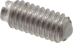Vlier - 6-40, 0.078" Ball Diam, 0.312" Body Length, 0.023" Max Ball Reach, Threaded Ball Plunger - Stainless Steel Body, Nylon Ball, 0.5 Lb Initial End Force, 1 Lb Final End Force - Exact Tool & Supply