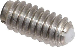 Vlier - 1/4-20, 0.125" Ball Diam, 0.531" Body Length, 0.035" Max Ball Reach, Threaded Ball Plunger - Stainless Steel Body, Nylon Ball, 3 Lb Initial End Force, 7 Lb Final End Force, Locking Element - Exact Tool & Supply
