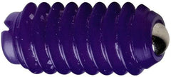 Vlier - 3/8-16, 0.187" Ball Diam, 0.625" Body Length, 0.053" Max Ball Reach, Threaded Ball Plunger - Delrin Body, Stainless Steel Ball, 5 Lb Initial End Force, 10 Lb Final End Force - Exact Tool & Supply