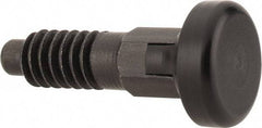 Vlier - M6x1.0, 13mm Thread Length, 0.118" Max Plunger Diam, 0.11 Lb Init to 0.34 Lb Final End Force, Locking Knob Handle Plunger - Delrin Knob, 0.63" Body Length, 1/2" Length Under Head/Shoulder, 0.118" Plunger Projection - Exact Tool & Supply
