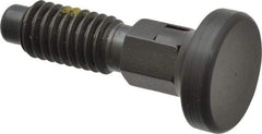 Vlier - 3/8-16, 1/4" Max Plunger Diam, 0.25 Lb Init to 2 Lb Final End Force, Locking Knob Handle Plunger - Delrin Knob, 0.94" Body Length, 3/4" Length Under Head/Shoulder, 0.18" Plunger Projection - Exact Tool & Supply