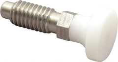 Vlier - 3/8-16, 1/4" Max Plunger Diam, 0.25 Lb Init to 2 Lb Final End Force, Knob Handle Plunger - Delrin Knob, 0.94" Body Length, 3/4" Length Under Head/Shoulder, 0.18" Plunger Projection - Exact Tool & Supply