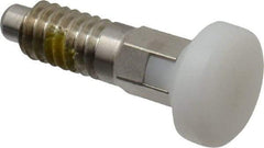 Vlier - 1/4-20, 0.16" Max Plunger Diam, 0.12 Lb Init to 0.36 Lb Final End Force, Locking Knob Handle Plunger - Delrin Knob, 0.63" Body Length, 1/2" Length Under Head/Shoulder, 0.13" Plunger Projection - Exact Tool & Supply