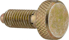 Vlier - M6x1.0, 0.512" Thread Length, 0.118" Max Plunger Diam, 1 Lb Init to 4 Lb Final End Force, Knob Handle Plunger - Knurled Knob, 0.63" Body Length, 0.512" Length Under Head/Shoulder, 0.118" Plunger Projection - Exact Tool & Supply