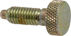 Vlier - 10-32, 0.4" Thread Length, 0.104" Max Plunger Diam, 0.5 Lb Init to 3 Lb Final End Force, Knob Handle Plunger - Knurled Knob, 0.46" Body Length, 0.4" Length Under Head/Shoulder, 3/32" Plunger Projection - Exact Tool & Supply
