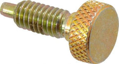 Vlier - 5/16-18, 5/8" Thread Length, 0.154" Max Plunger Diam, 1 Lb Init to 6 Lb Final End Force, Knob Handle Plunger - Knurled Knob, 0.76" Body Length, 5/8" Length Under Head/Shoulder, 3/16" Plunger Projection - Exact Tool & Supply