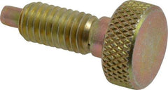Vlier - 3/8-16, 3/4" Thread Length, 0.185" Max Plunger Diam, 1 Lb Init to 8 Lb Final End Force, Knob Handle Plunger - Knurled Knob, 0.94" Body Length, 3/4" Length Under Head/Shoulder, 0.218" Plunger Projection - Exact Tool & Supply