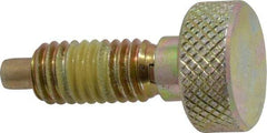 Vlier - 3/8-16, 3/4" Thread Length, 0.185" Max Plunger Diam, 1 Lb Init to 8 Lb Final End Force, Knob Handle Plunger - Knurled Knob, 0.94" Body Length, 3/4" Length Under Head/Shoulder, 0.218" Plunger Projection - Exact Tool & Supply