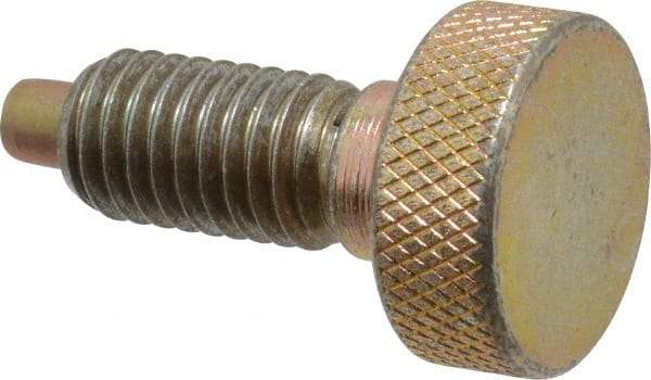 Vlier - 1/2-13, 7/8" Thread Length, 1/4" Max Plunger Diam, 1 Lb Init to 10 Lb Final End Force, Knob Handle Plunger - Knurled Knob, 1.13" Body Length, 7/8" Length Under Head/Shoulder, 1/4" Plunger Projection - Exact Tool & Supply