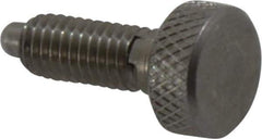 Vlier - 10-32, 0.4" Thread Length, 0.104" Max Plunger Diam, 0.5 Lb Init to 3 Lb Final End Force, Knob Handle Plunger - Knurled Knob, 0.46" Body Length, 0.4" Length Under Head/Shoulder, 3/32" Plunger Projection - Exact Tool & Supply