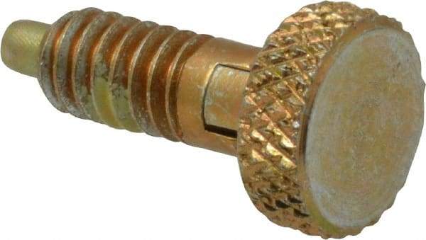 Vlier - 1/4-20, 0.4" Thread Length, 0.123 to 1/8" Max Plunger Diam, 0.5 Lb Init to 2 Lb Final End Force, Locking Knob Handle Plunger - Knurled Knob, 0.53" Length Under Head/Shoulder, 1/8" Plunger Projection - Exact Tool & Supply