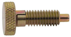 Vlier - M6x1.0, 0.4" Thread Length, 0.12" Max Plunger Diam, 0.5 Lb Init to 2 Lb Final End Force, Locking Knob Handle Plunger - Knurled Knob, 10mm Body Length, 0.53" Length Under Head/Shoulder, 0.13" Plunger Projection - Exact Tool & Supply
