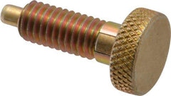 Vlier - 3/8-16, 3/4" Thread Length, 0.185 to 0.186" Max Plunger Diam, 0.5 Lb Init to 3 Lb Final End Force, Locking Knob Handle Plunger - Knurled Knob, 0.97" Length Under Head/Shoulder, 0.22" Plunger Projection - Exact Tool & Supply