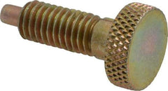 Vlier - 3/8-16, 3/4" Thread Length, 0.185 to 0.186" Max Plunger Diam, 0.5 Lb Init to 3 Lb Final End Force, Locking Knob Handle Plunger - Knurled Knob, 0.97" Length Under Head/Shoulder, 0.22" Plunger Projection - Exact Tool & Supply