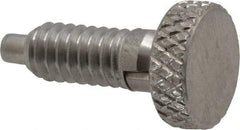 Vlier - 1/4-20, 0.4" Thread Length, 0.123 to 1/8" Max Plunger Diam, 0.5 Lb Init to 2 Lb Final End Force, Locking Knob Handle Plunger - Knurled Knob, 0.53" Length Under Head/Shoulder, 1/8" Plunger Projection - Exact Tool & Supply