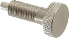 Vlier - 3/8-16, 3/4" Thread Length, 0.185 to 0.186" Max Plunger Diam, 0.5 Lb Init to 3 Lb Final End Force, Locking Knob Handle Plunger - Knurled Knob, 0.97" Length Under Head/Shoulder, 0.22" Plunger Projection - Exact Tool & Supply