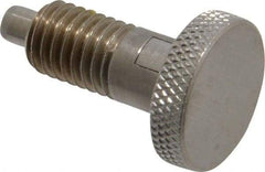 Vlier - 1/2-13, 0.65" Thread Length, 1/4 to 1/4" Max Plunger Diam, 0.5 Lb Init to 4 Lb Final End Force, Locking Knob Handle Plunger - Knurled Knob, 0.9" Length Under Head/Shoulder, 1/4" Plunger Projection - Exact Tool & Supply