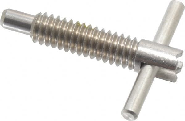 Vlier - 1/4-20 Thread, 1" Body Length, 1/4" Plunger Projection, 0.155" Plunger Diam, Stainless Steel, Locking T Handle Plunger - Exact Tool & Supply