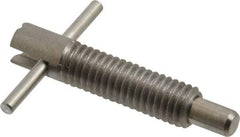 Vlier - 3/8-16 Thread, 2" Body Length, 3/8" Plunger Projection, 0.233" Plunger Diam, Stainless Steel, Locking T Handle Plunger - 1.2" Thread Length, 1-1/2" Handle Length, 1.68" Plunger Length, 2 Lb Initial End Force, 4 Lb Final End Force, - Exact Tool & Supply