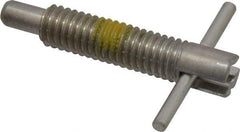Vlier - 3/8-16 Thread, 2" Body Length, 3/8" Plunger Projection, 0.233" Plunger Diam, Stainless Steel, Locking T Handle Plunger - 1.2" Thread Length, 1-1/2" Handle Length, 1.68" Plunger Length, 2 Lb Initial End Force, 4 Lb Final End Force, Locking Element - Exact Tool & Supply