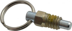 Vlier - 1/4-20, 0.31" Thread Length, 0.16" Plunger Diam, 0.19" Plunger Projection, 0.5 Lb Init to 2 Lb Final End Force, Steel Pull Ring Plunger - Exact Tool & Supply