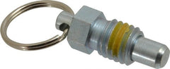 Vlier - 1/2-13, 0.43" Thread Length, 0.31" Plunger Diam, 0.38" Plunger Projection, 1 Lb Init to 4 Lb Final End Force, Steel Pull Ring Plunger - Exact Tool & Supply