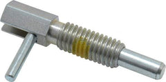 Vlier - 1/2-13, 1.1" Thread Length, 0.31" Plunger Diam, 1 Lb Init to 5 Lb Final End Force, Steel Locking L Handle Plunger - 2.11" Body Length, 1-1/4" Length Under Head, Locking Element, 3/4" Plunger Projection - Exact Tool & Supply