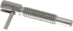 Vlier - 3/8-16, 1.18" Thread Length, 1/4" Plunger Diam, 0.75 Lb Init to 3.75 Lb Final End Force, Stainless Steel Locking L Handle Plunger - 2" Body Length, 1.31" Length Under Head, 0.56" Plunger Projection - Exact Tool & Supply