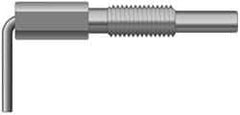 Vlier - M6x1.0 Thread, 20mm Thread Length, 0.16" Plunger Diam, 0.5 Lb Init to 2.5 Lb Final End Force, Stainless Steel L Handle Plunger - 1-1/4" Body Length, 0.8" Length Under Head, Locking Element, 0.38" Plunger Projection - Exact Tool & Supply