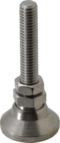 Vlier - 3/8-16 Bolt Thread, Studded Pivotal Stud Mount Leveling Pad & Mount - 3,750 Max Lb Capacity, 1-1/4" Base Diam - Exact Tool & Supply