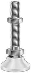 Vlier - 400 Lb Capacity, M12x1.75 Thread, Steel Stud, Studded Pivotal Socket Mount Leveling Pad & Mount - 51mm Stud Length, 76mm Base Diam, Neoprene Pad, 19mm Hex - Exact Tool & Supply