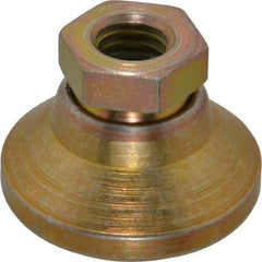 Vlier - 3750 Lb Capacity, 3/8-16 Thread, 7/8" OAL, Steel Stud, Tapped Pivotal Socket Mount Leveling Pad - 1-1/4" Base Diam, Steel Pad, 5/8" Hex - Exact Tool & Supply