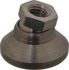 Vlier - 3750 Lb Capacity, 3/8-16 Thread, 7/8" OAL, Stainless Steel Stud, Tapped Pivotal Socket Mount Leveling Pad - 1-1/4" Base Diam, Stainless Steel Pad, 5/8" Hex - Exact Tool & Supply