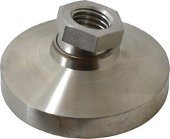 Vlier - 7200 Lb Capacity, 3/4-10 Thread, 1-1/2" OAL, Stainless Steel Stud, Tapped Pivotal Socket Mount Leveling Pad - 3" Base Diam, Stainless Steel Pad, 1-1/16" Hex - Exact Tool & Supply