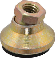 Vlier - 2800 Lb Capacity, 3/8-16 Thread, 7/8" OAL, Steel Stud, Tapped Pivotal Socket Mount Leveling Pad - 1-1/4" Base Diam, Elastomer Pad, 5/8" Hex - Exact Tool & Supply