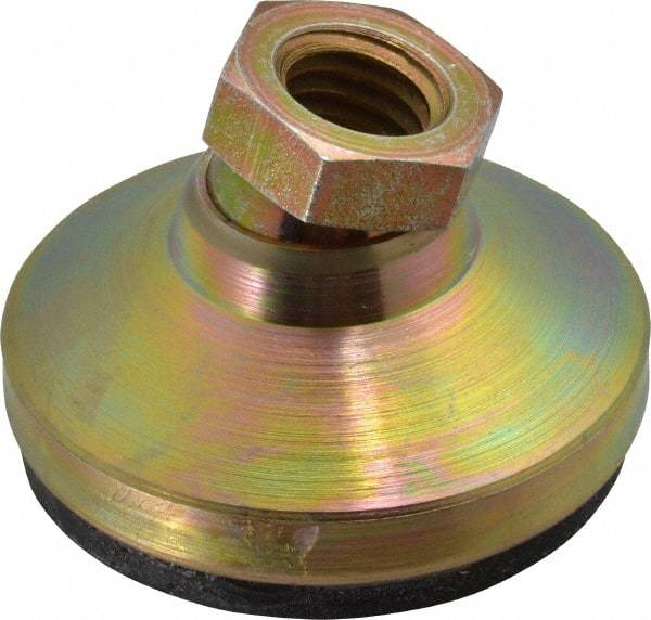 Vlier - 3750 Lb Capacity, 1/2-13 Thread, 1-1/8" OAL, Steel Stud, Tapped Pivotal Socket Mount Leveling Pad - 1-7/8" Base Diam, Elastomer Pad, 3/4" Hex - Exact Tool & Supply